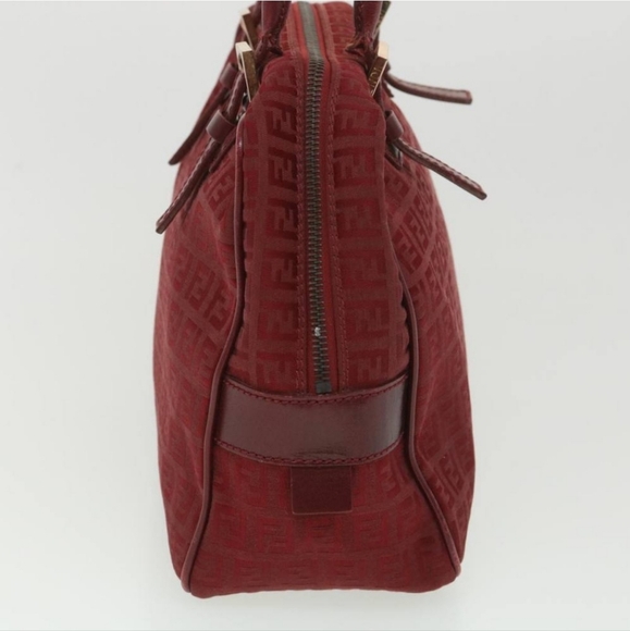 FENDI Zucchino Canvas Authentic Hand Bag Red Auth rd4396 - Picture 5 of 16